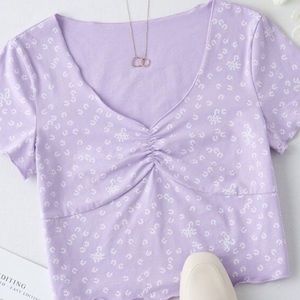 purple floral top